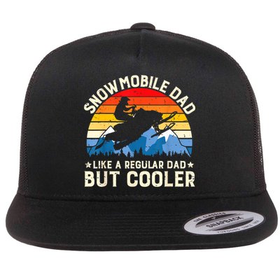 Mens Snowmobiling Snowmobile Dad Like A Regular But Cooler Riding Flat Bill Trucker Hat