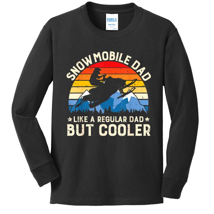 Mens Snowmobiling Snowmobile Dad Like A Regular But Cooler Riding Kids Long Sleeve Shirt