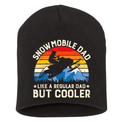 Mens Snowmobiling Snowmobile Dad Like A Regular But Cooler Riding Short Acrylic Beanie