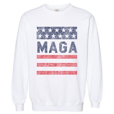 Maga Stars & Stripes Retro Vintage Distressed Graphic Garment-Dyed Sweatshirt