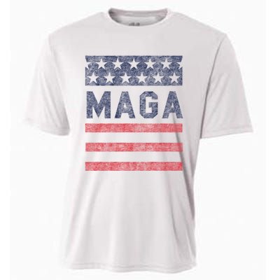 Maga Stars & Stripes Retro Vintage Distressed Graphic Cooling Performance Crew T-Shirt