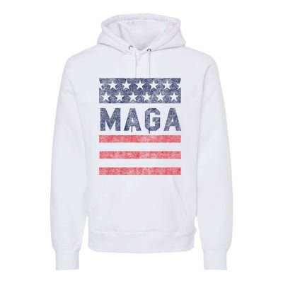 Maga Stars & Stripes Retro Vintage Distressed Graphic Premium Hoodie