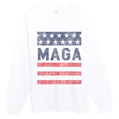 Maga Stars & Stripes Retro Vintage Distressed Graphic Premium Crewneck Sweatshirt