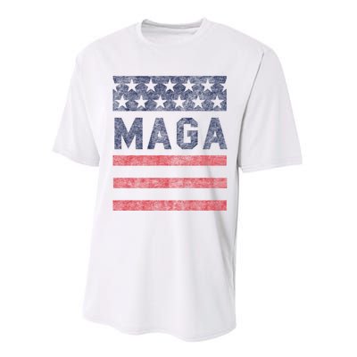 Maga Stars & Stripes Retro Vintage Distressed Graphic Performance Sprint T-Shirt