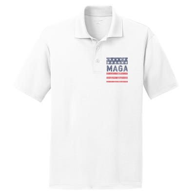 Maga Stars & Stripes Retro Vintage Distressed Graphic PosiCharge RacerMesh Polo