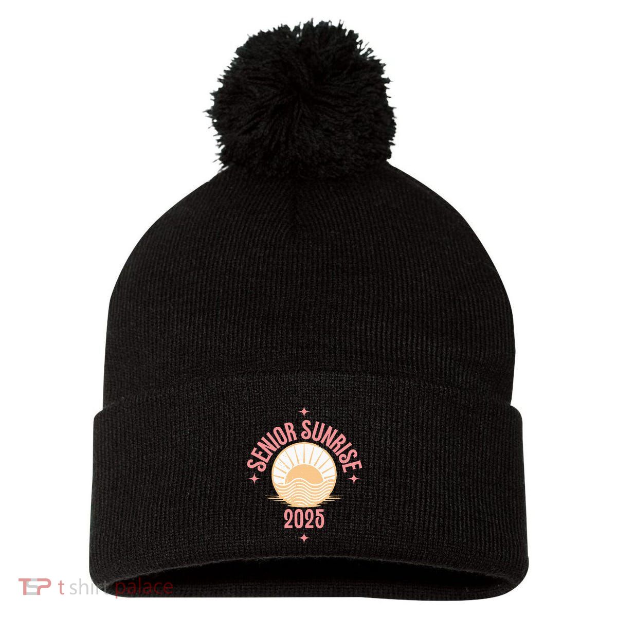 Magical Senior Sunrise 2025 High School 12th Twelfth Grade Pom Pom 12in Knit Beanie