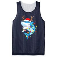 Merry Sharkmas Shark With Santa Hat Christmas Lights Xmas Mesh Reversible Basketball Jersey Tank