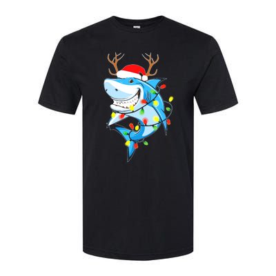 Merry Sharkmas Shark With Santa Hat Christmas Lights Xmas Softstyle CVC T-Shirt