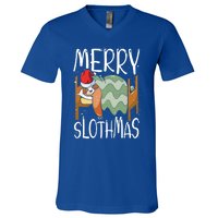 Merry Slothmas Sloth Whisperer Animal Christmas Season Gift V-Neck T-Shirt