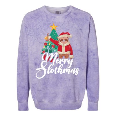 Merry Slothmas Sloth Whisperer Animal Christmas Season Gift Colorblast Crewneck Sweatshirt