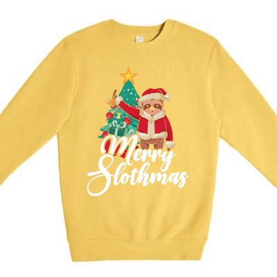 Merry Slothmas Sloth Whisperer Animal Christmas Season Gift Premium Crewneck Sweatshirt