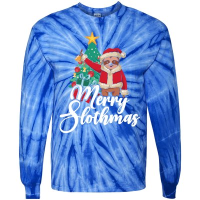 Merry Slothmas Sloth Whisperer Animal Christmas Season Gift Tie-Dye Long Sleeve Shirt