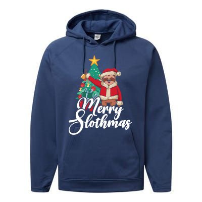 Merry Slothmas Sloth Whisperer Animal Christmas Season Gift Performance Fleece Hoodie