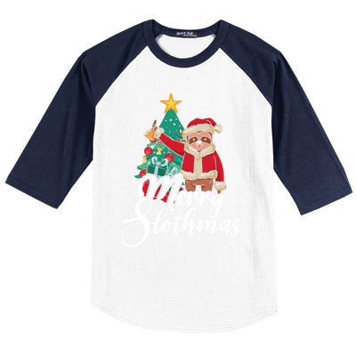 Merry Slothmas Sloth Whisperer Animal Christmas Season Gift Baseball Sleeve Shirt