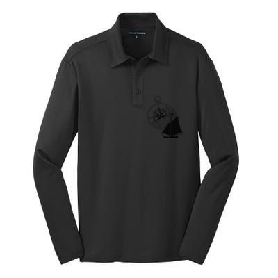 Maritime Sailing Ship Sailing Ships Ships Compass Ship Ahoy Silk Touch Performance Long Sleeve Polo