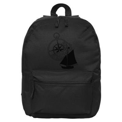 Maritime Sailing Ship Sailing Ships Ships Compass Ship Ahoy 16 in Basic Backpack