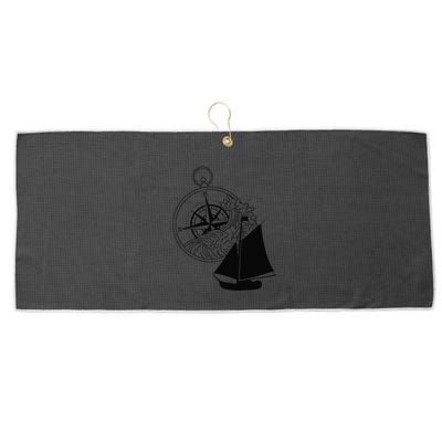 Maritime Sailing Ship Sailing Ships Ships Compass Ship Ahoy Large Microfiber Waffle Golf Towel
