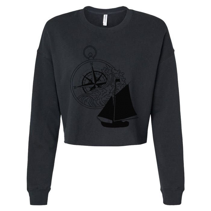 Maritime Sailing Ship Sailing Ships Ships Compass Ship Ahoy Cropped Pullover Crew
