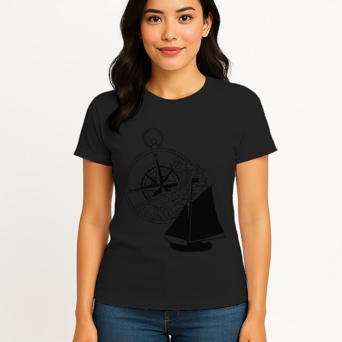 Maritime Sailing Ship Sailing Ships Ships Compass Ship Ahoy Womens T-Shirt