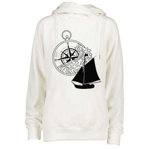 Maritime Sailing Ship Sailing Ships Ships Compass Ship Ahoy Womens Funnel Neck Pullover Hood