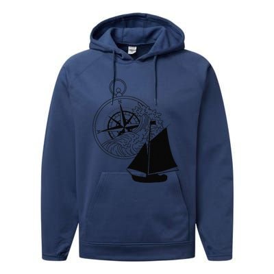 Maritime Sailing Ship Sailing Ships Ships Compass Ship Ahoy Performance Fleece Hoodie