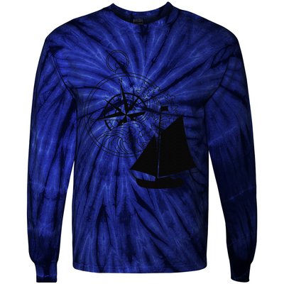 Maritime Sailing Ship Sailing Ships Ships Compass Ship Ahoy Tie-Dye Long Sleeve Shirt