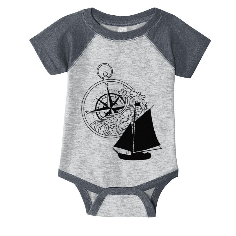 Maritime Sailing Ship Sailing Ships Ships Compass Ship Ahoy Infant Baby Jersey Bodysuit