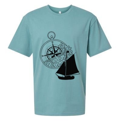 Maritime Sailing Ship Sailing Ships Ships Compass Ship Ahoy Sueded Cloud Jersey T-Shirt