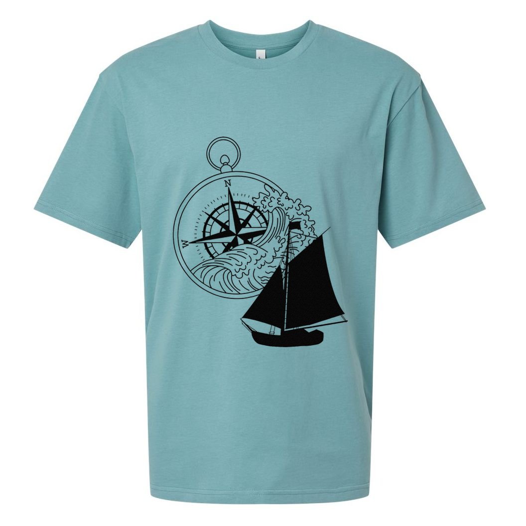 Maritime Sailing Ship Sailing Ships Ships Compass Ship Ahoy Sueded Cloud Jersey T-Shirt