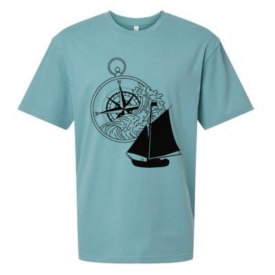 Maritime Sailing Ship Sailing Ships Ships Compass Ship Ahoy Sueded Cloud Jersey T-Shirt