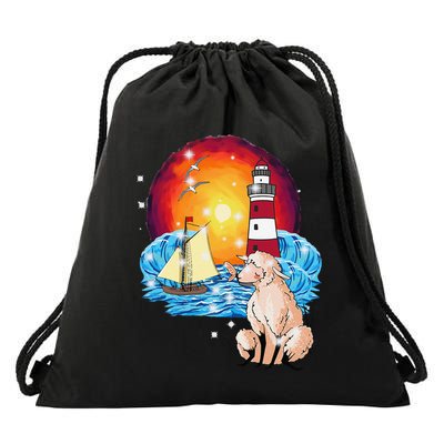 Maritime Shee.P Sailor Coast Lighthouse Sailing Ship Drawstring Bag