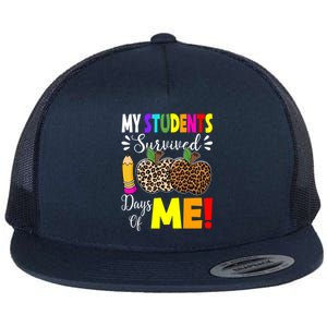 My Students Survived 100 Days Of Me Funny Students Teachers Gift Flat Bill Trucker Hat