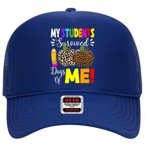 My Students Survived 100 Days Of Me Funny Students Teachers Gift High Crown Mesh Back Trucker Hat