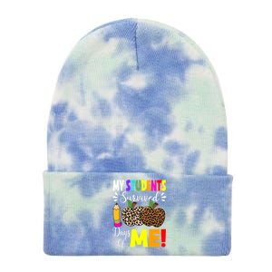 My Students Survived 100 Days Of Me Funny Students Teachers Gift Tie Dye 12in Knit Beanie