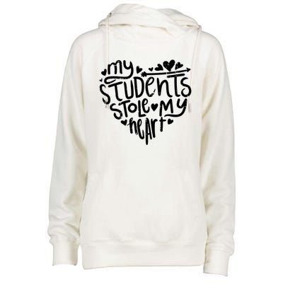 My Students Stole My Heart Cute Teacher Valentines Day Gift Womens Funnel Neck Pullover Hood