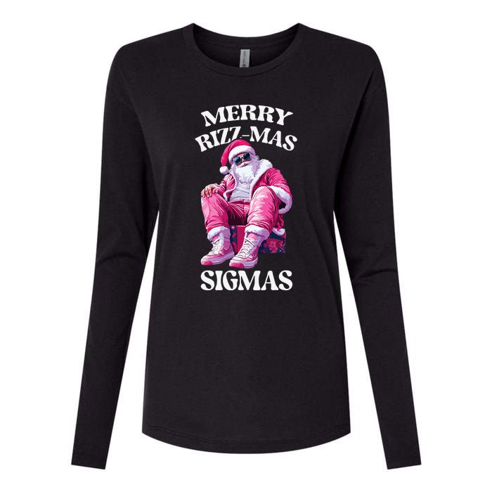 Merry Sigmas Santa Rizzler Womens Cotton Relaxed Long Sleeve T-Shirt