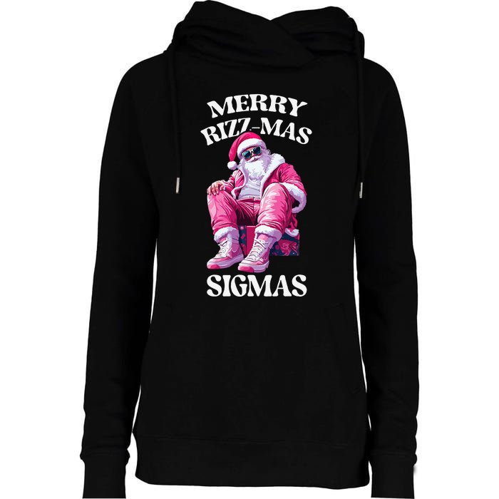 Merry Sigmas Santa Rizzler Womens Funnel Neck Pullover Hood