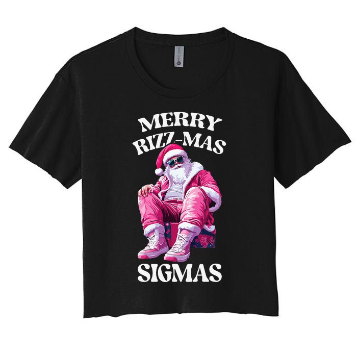 Merry Sigmas Santa Rizzler Women's Crop Top Tee