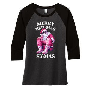 Merry Sigmas Santa Rizzler Women's Tri-Blend 3/4-Sleeve Raglan Shirt