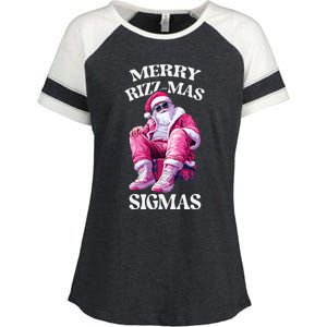 Merry Sigmas Santa Rizzler Enza Ladies Jersey Colorblock Tee