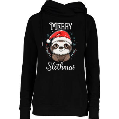 Merry Slothmas Sloth Christmas Tank Top Womens Funnel Neck Pullover Hood