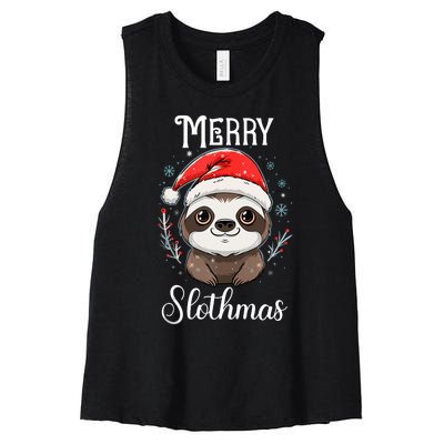 Merry Slothmas Sloth Christmas Tank Top Women's Racerback Cropped Tank