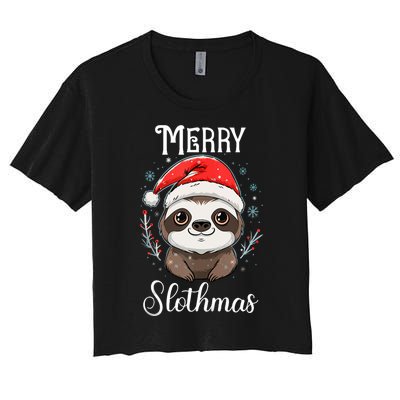 Merry Slothmas Sloth Christmas Tank Top Women's Crop Top Tee