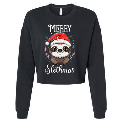 Merry Slothmas Sloth Christmas Tank Top Cropped Pullover Crew