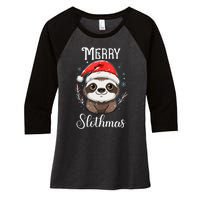 Merry Slothmas Sloth Christmas Tank Top Women's Tri-Blend 3/4-Sleeve Raglan Shirt