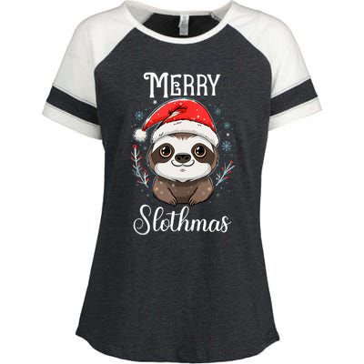 Merry Slothmas Sloth Christmas Tank Top Enza Ladies Jersey Colorblock Tee