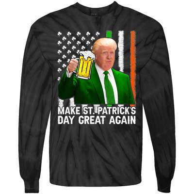 Make Saint St PatrickS Day Great Again Funny Trump Tie-Dye Long Sleeve Shirt