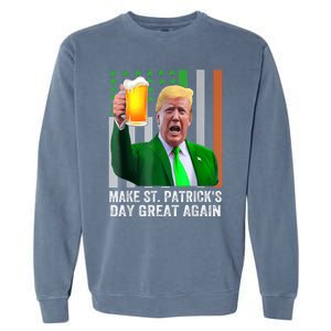 Make Saint St PatrickS Day Great Again Flag Funny Trump Garment-Dyed Sweatshirt