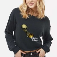 Mr Sketal Spooktober Mcdoot Doot Funny Humor Meme Funny Gift Cropped Pullover Crew