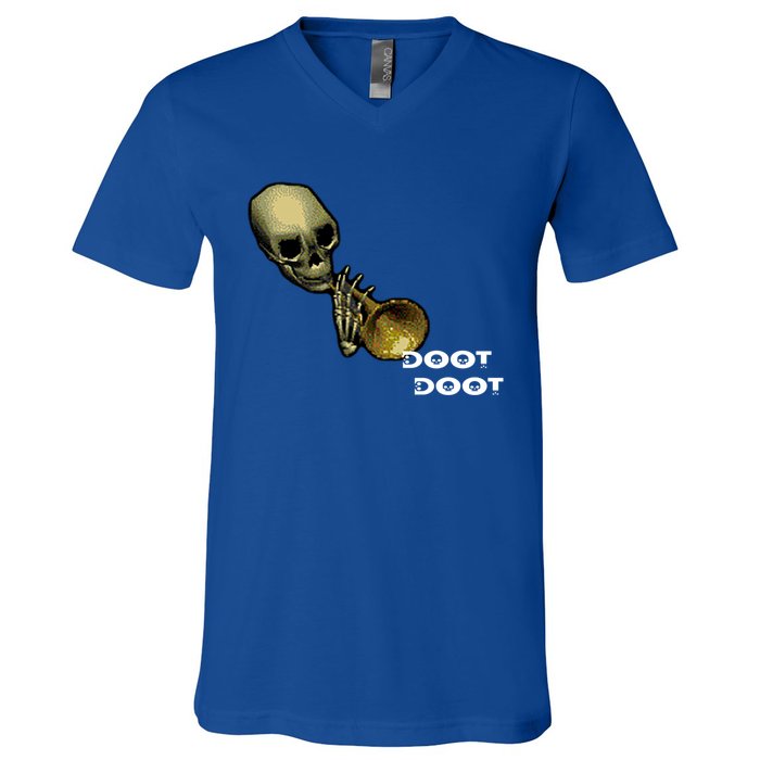 Mr Sketal Spooktober Mcdoot Doot Funny Humor Meme Funny Gift V-Neck T-Shirt